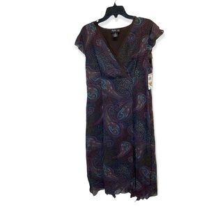 Style and Co  Dotted Paisley Folkloric VNeck Handkerchief Dress Size 12